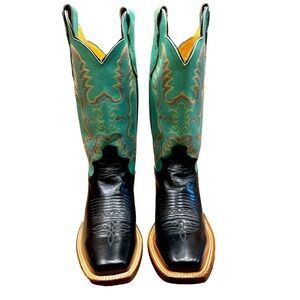 Justin Millisa Teal Green Leather Cowboy Boots NEW